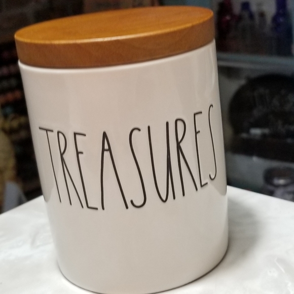 Rae Dunn Treasures cellar canister wood lid